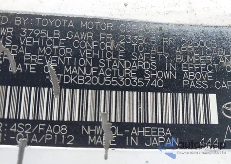 2005 Toyota Prius from USA, damaged, VIN JTDKB20U553035740